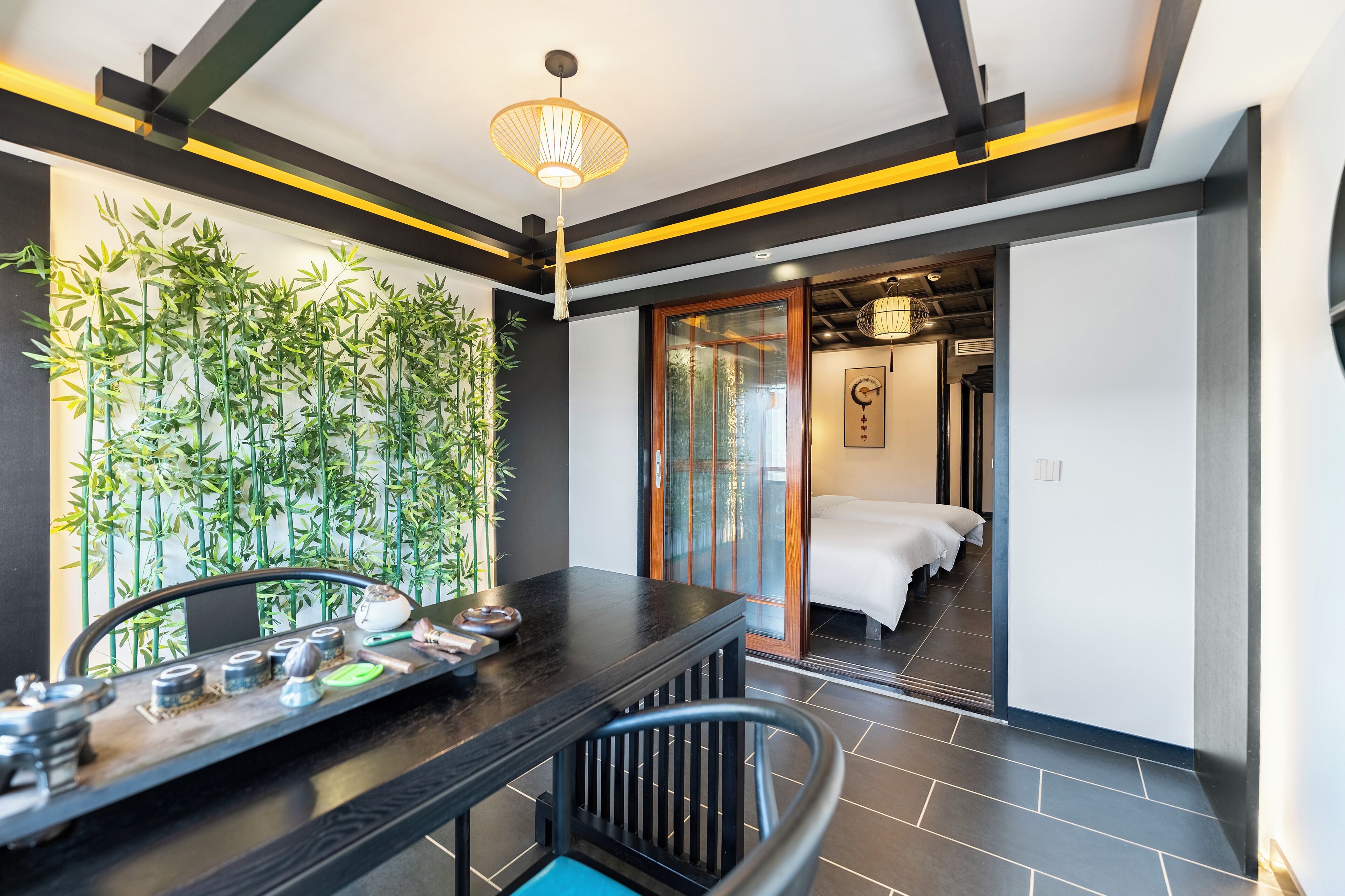 Quarto duplo com design assinado | Sacada