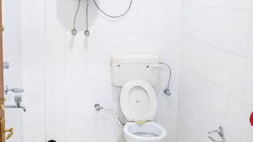 Shower, rainfall showerhead, slippers, bidet