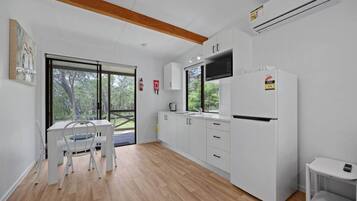 Fridge, microwave, stovetop, toaster