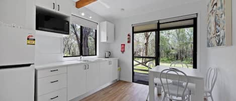 Fridge, microwave, stovetop, toaster