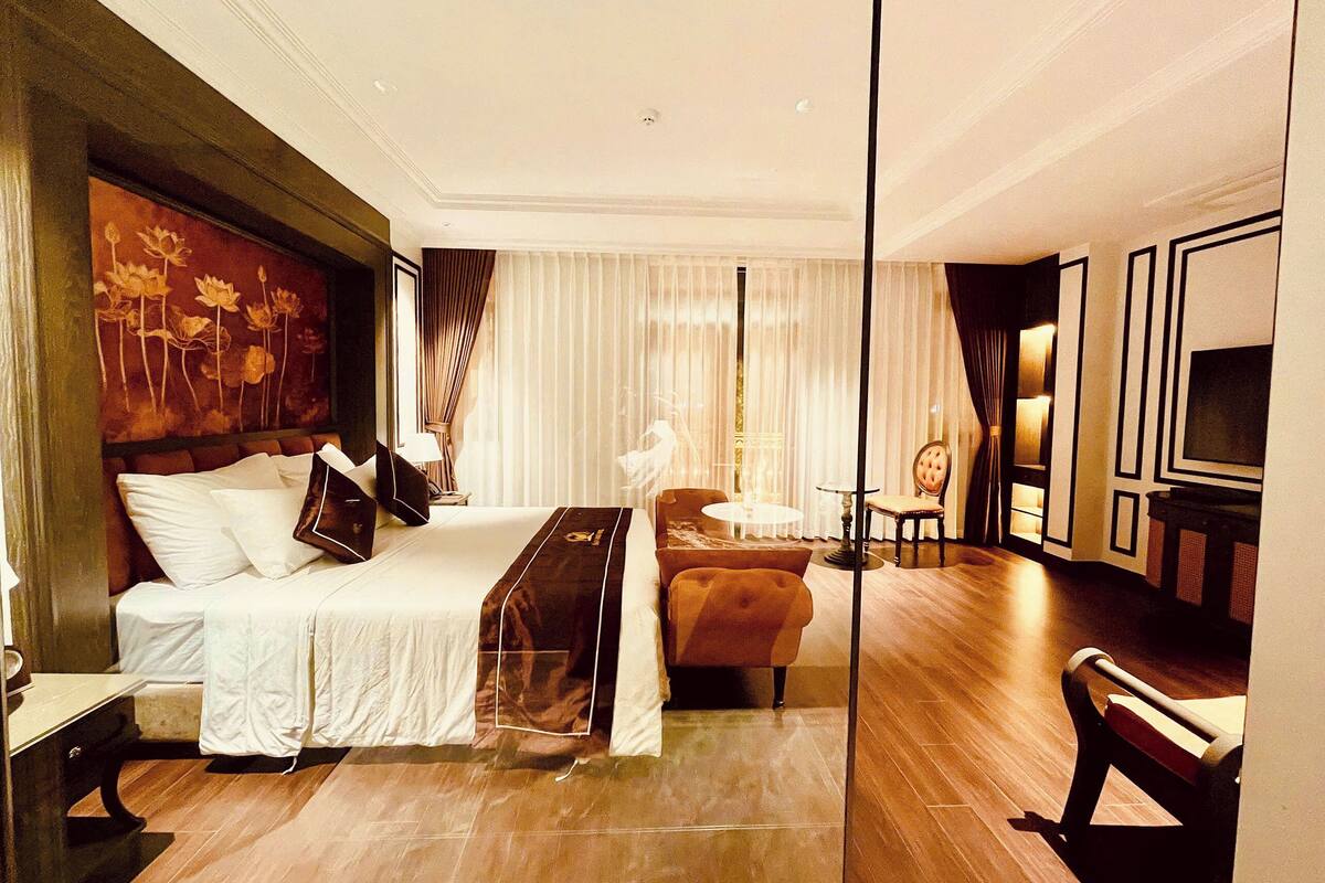 Quarto casal família, sacada, vista para o rio