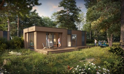 Spa Lodge with sauna and hot tub in Twente. Luxury wellness lodge in the heart of nature at Hofparken De Bergvennen, perfect for a romantic and relaxing stay.