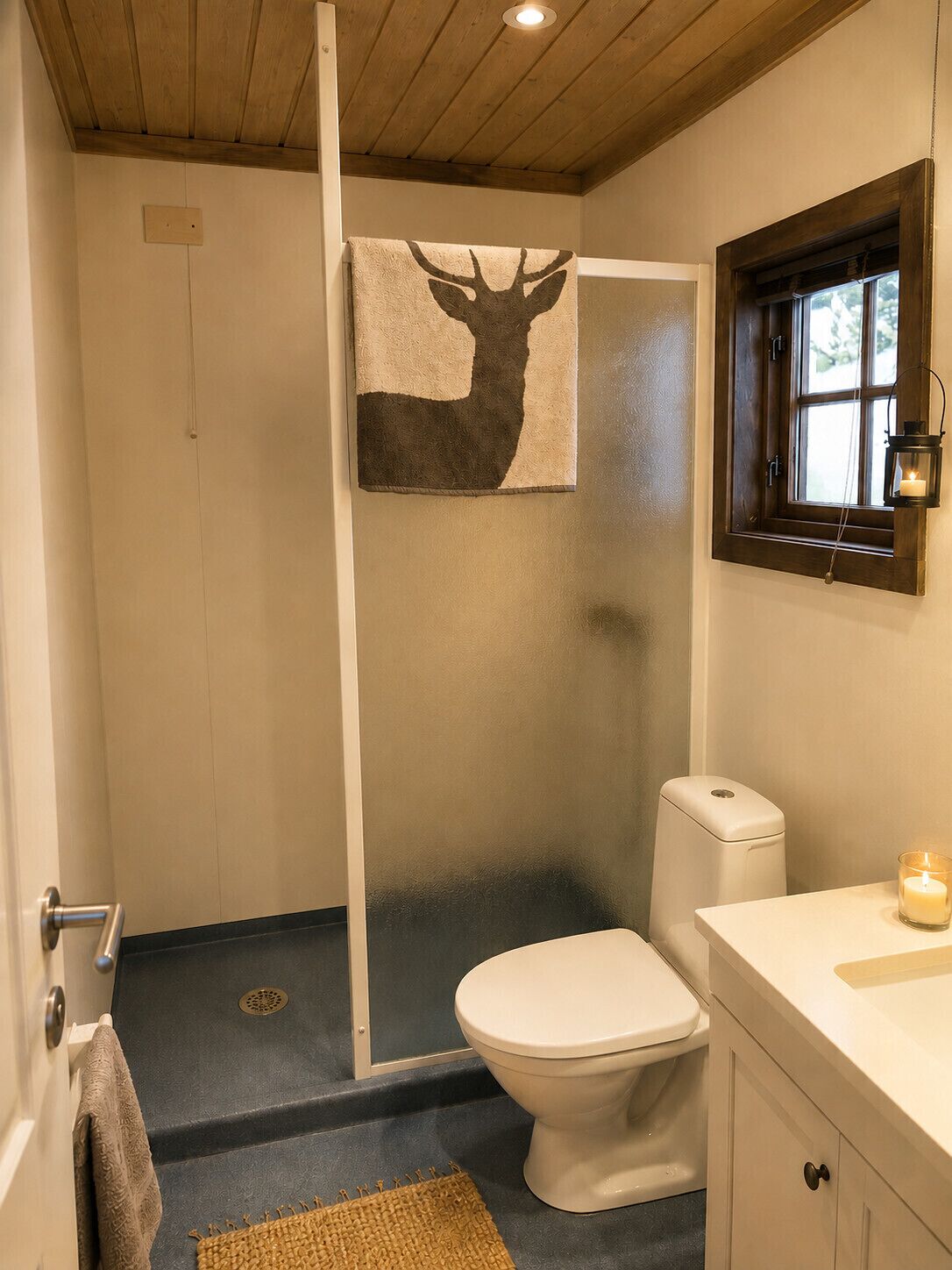 Een douche, handdoeken