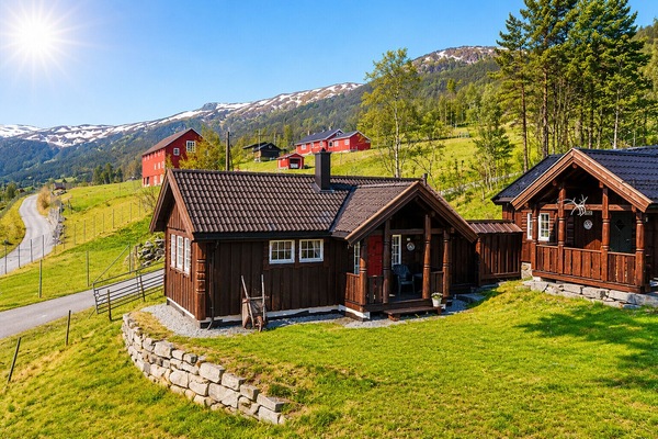 Cozy cabin surrounded by nature