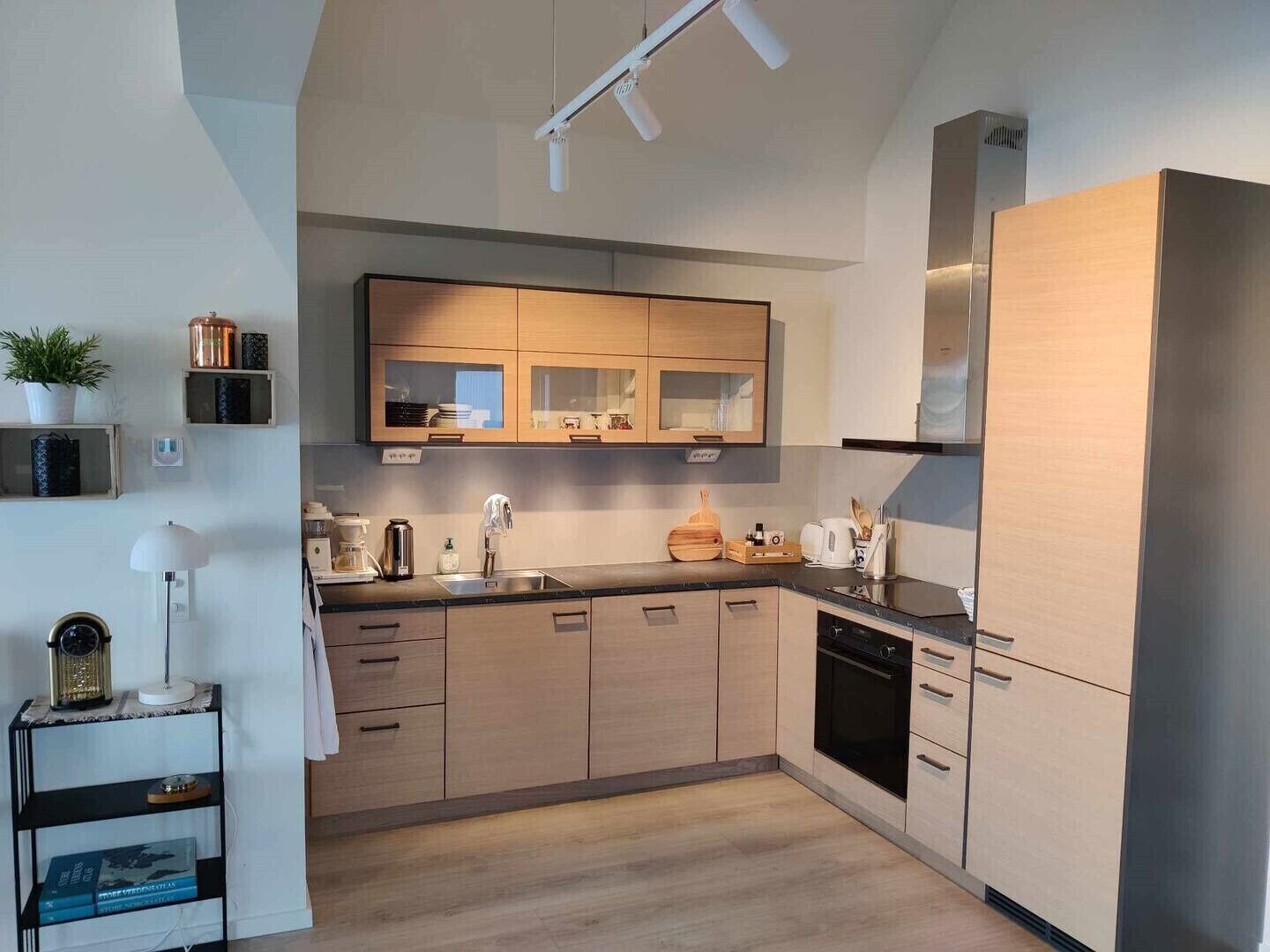 Fridge, oven, dishwasher, coffee/tea maker