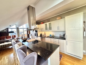Fridge, microwave, oven, dishwasher