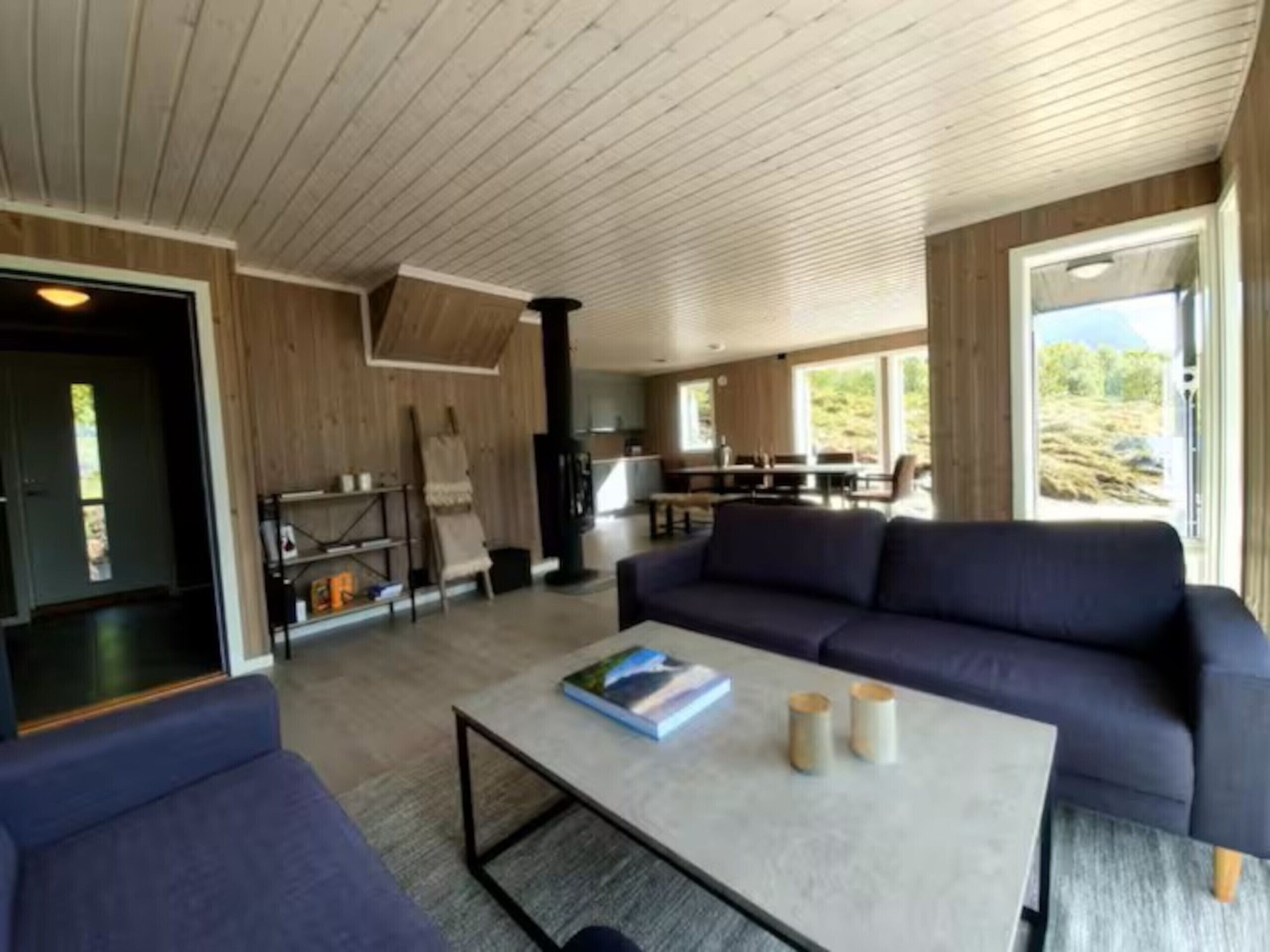 Een televisie en een open haard