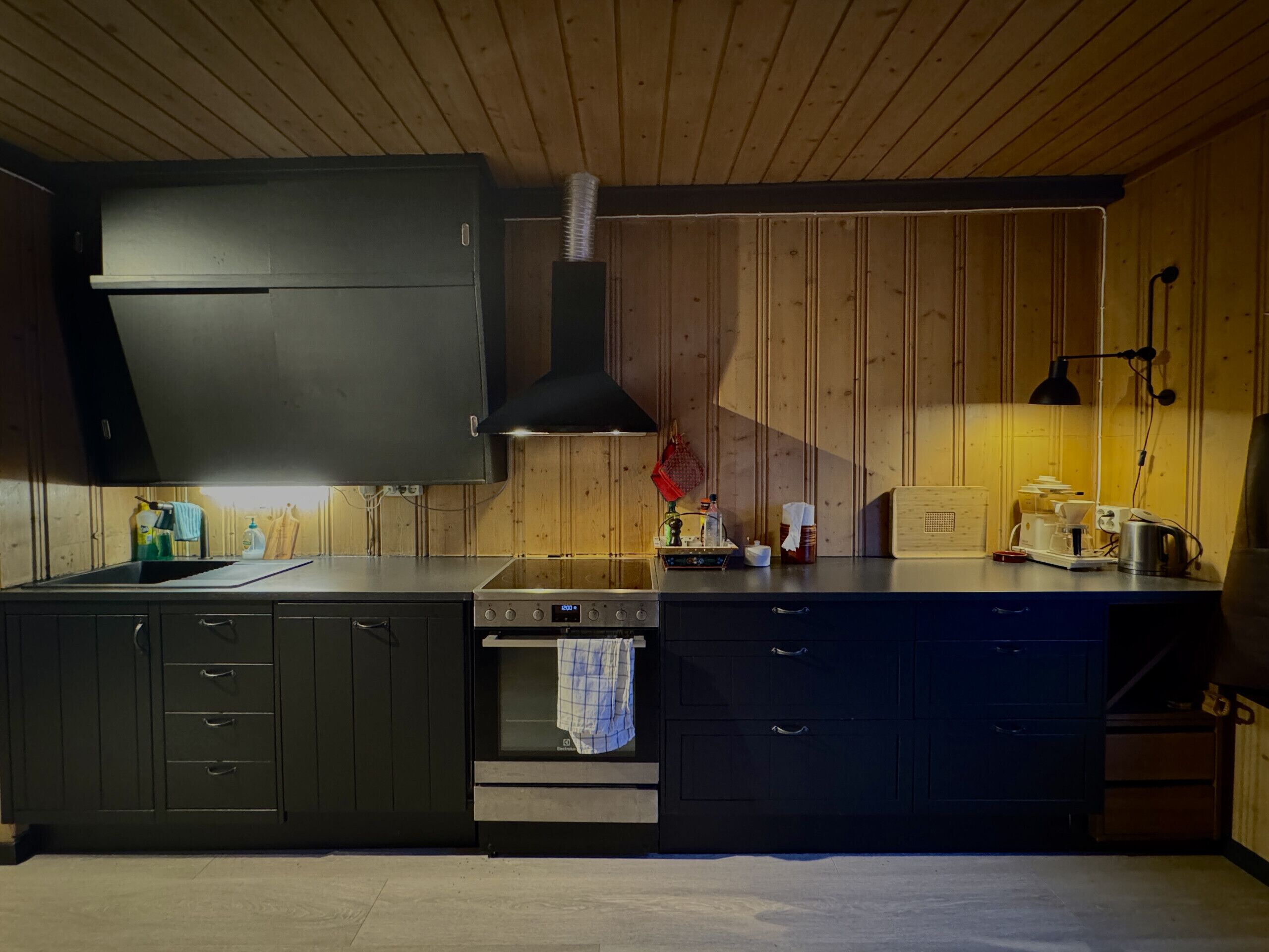 Fridge, oven, dishwasher, coffee/tea maker