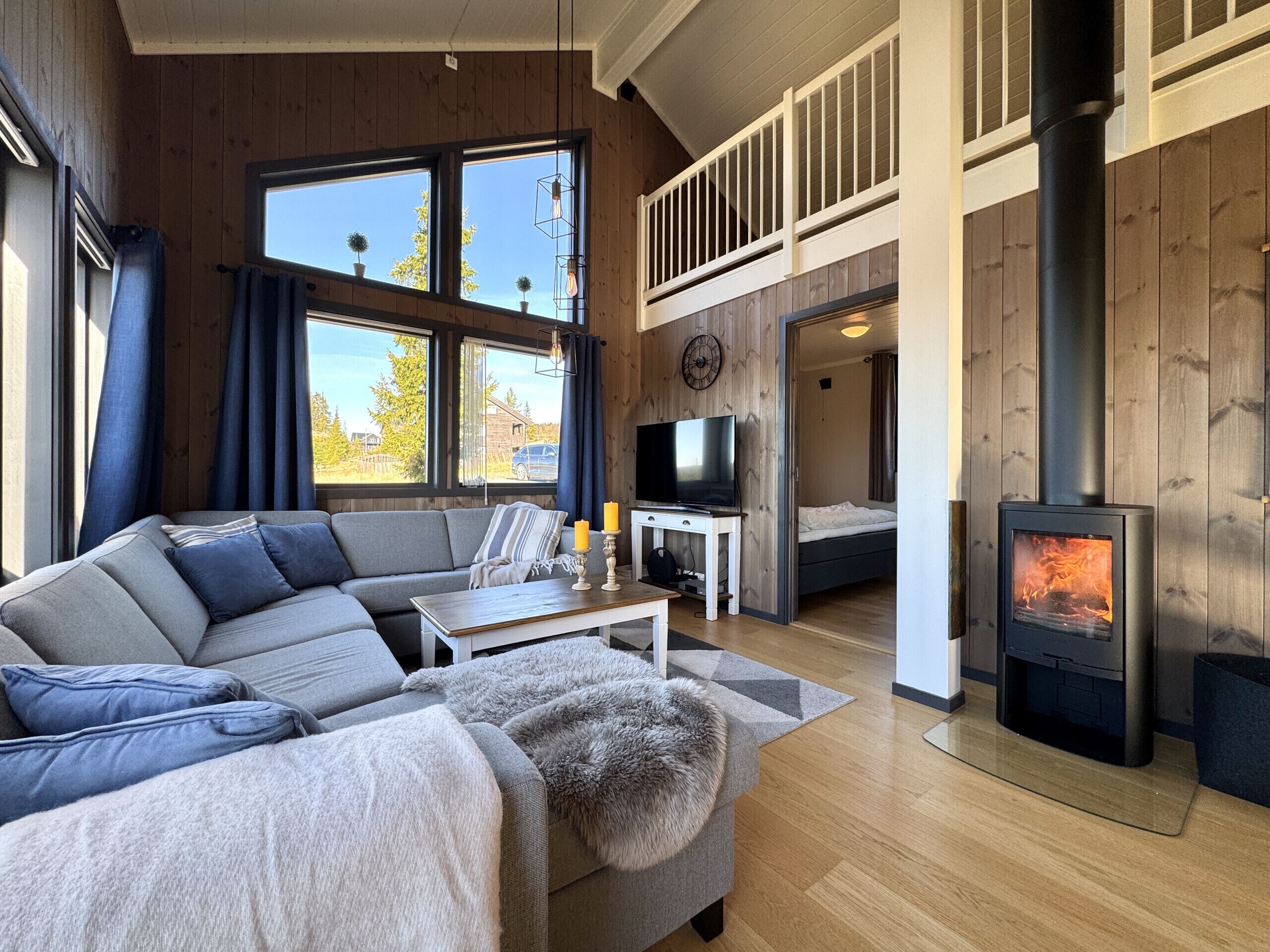 TV, fireplace
