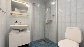 Een douche, een haardroger, handdoeken