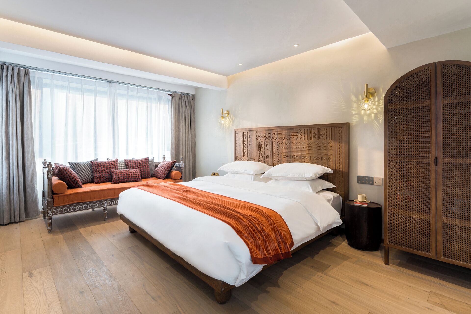 Romantic Double Room, Patio, City View | Premium bedding, blackout drapes, soundproofing, iron/ironing board