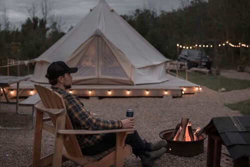 Intimate Luxurious Bell Tent with Fire Pit in Ontario
