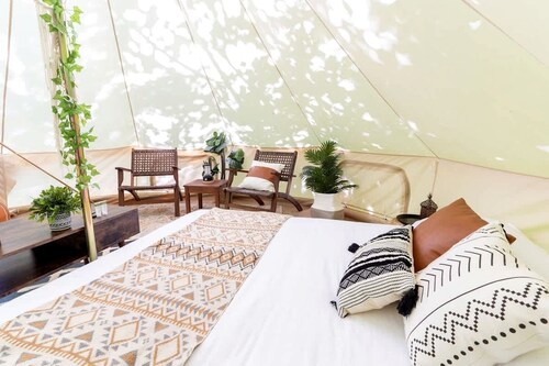 Secluded Chic: Stylish Bell Tent Glamping Escape in Ontario's Natural Splendor