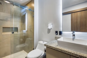Shower, hair dryer, towels - Resort condo with balcony, views, rooftop pool, gym, & full kitchen (Puerto Vallarta)