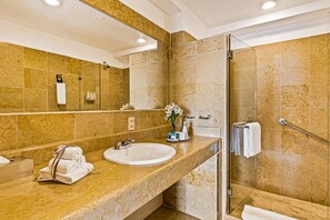 Shower, hair dryer, towels - Elegant oceanview suite with heated pool, private hot tub & terrace dining (Puerto Vallarta)