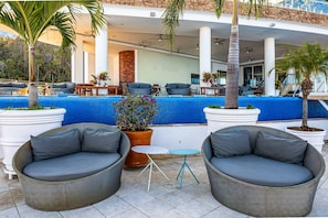 Terrace/patio - Upscale bayview villa with hot tub, private terrace, pool & stylish interiors (Puerto Vallarta)