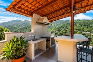 Terrace/patio - Mismaloya Beach condo with ocean views, on-site pool, grill, & private balcony (Puerto Vallarta)