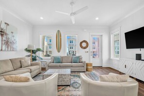 Living area - Luxury Beachside Home, 50 Steps To Beach, Gorgeous Pool, Gulf View, Sleeps 14 (Orange Beach)