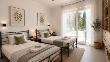 2 bedrooms, iron/ironing board, WiFi, bed sheets