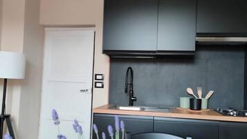Coffee/tea maker, fridge, microwave, stovetop