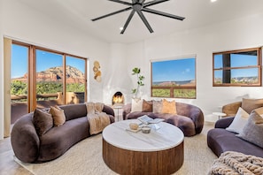 Smart TV, fireplace, video games, foosball