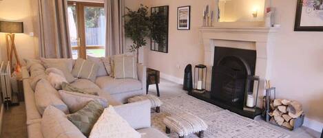 TV, fireplace