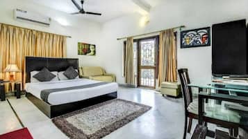 In-room safe, desk, laptop workspace, soundproofing