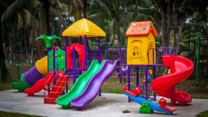 A playground with slides and climbing structures. - Pubail Resort Club (Gazipur)