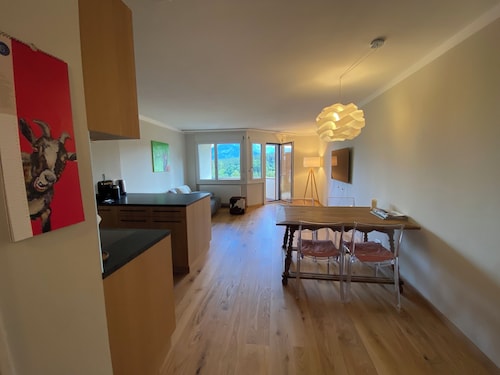 Newly renovated vacation rental in Flims X Laax with a balcony, underground parking, indoor pool, and sauna