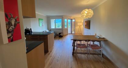 Newly renovated vacation rental in Flims X Laax with a balcony, underground parking, indoor pool, and sauna