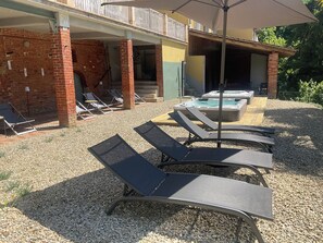 Outdoor spa tub - The farmhouse of lost lights Apartment in Relais with panoramic SPA (Piea)