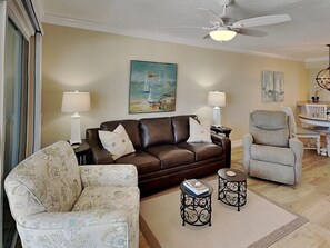 Living area - Pointe South 402 | Stunning Ocean Views + Pool (Fort Myers Beach)
