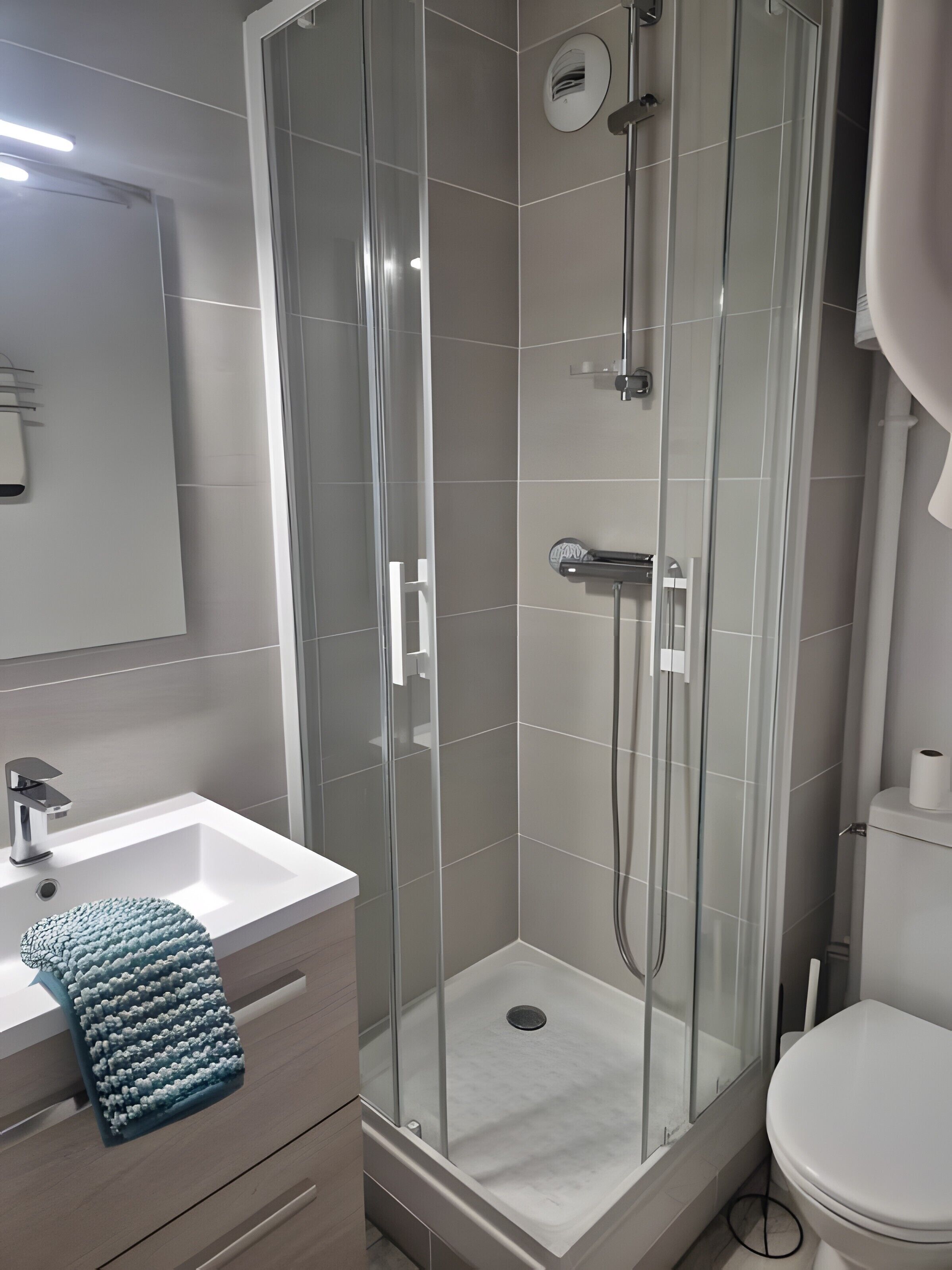 Shower, hair dryer