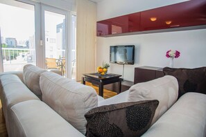 Apartment, Balcony, Sea View | Living room - Olea, Two-Bedroom Duplex Suite, near Žnjan Beach (Split)