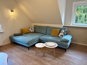 TV, books - Cozy vacation apartment in Hahnenklee/Harz right on the edge of the forest with a large garden (Goslar)