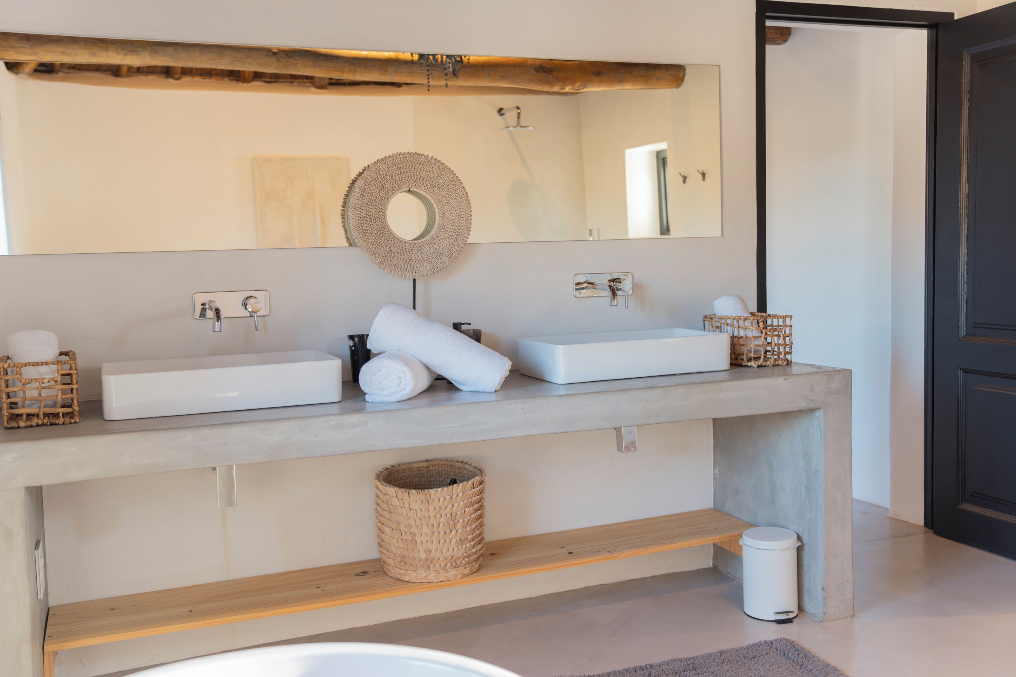 Separate bathtub and shower, hair dryer, towels, soap