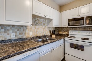 Fridge, microwave, oven, stovetop - Cozy 2BR Condo w/ Kitchen & Pool |  Beach Nearby! (Biloxi)