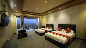 Family Quadruple Room, Balcony, Mountain View | Desk, laptop workspace, free WiFi