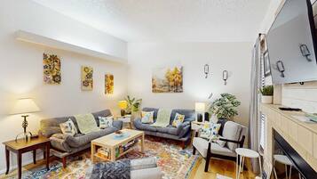 TV, fireplace, offices