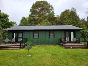 Terrace/patio - Hessel Bay Cabin #5:  Lake Huron waterfront cabin sleeps 4.  Boat slip available! (Hessel)