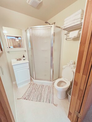 Shower, hair dryer, towels - Hessel Bay Cabin #6:  Lake Huron waterfront cabin sleeps 4.  Boat slip available! (Hessel)