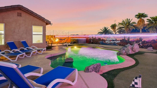 Unclassified image, 1 of 106, button - Race and Recharge  Ultimate Game Room Theater Heated Pool (Casa Grande)