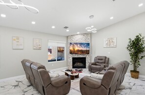 TV, fireplace, video games, stereo - Race and Recharge  Ultimate Game Room Theater Heated Pool (Casa Grande)