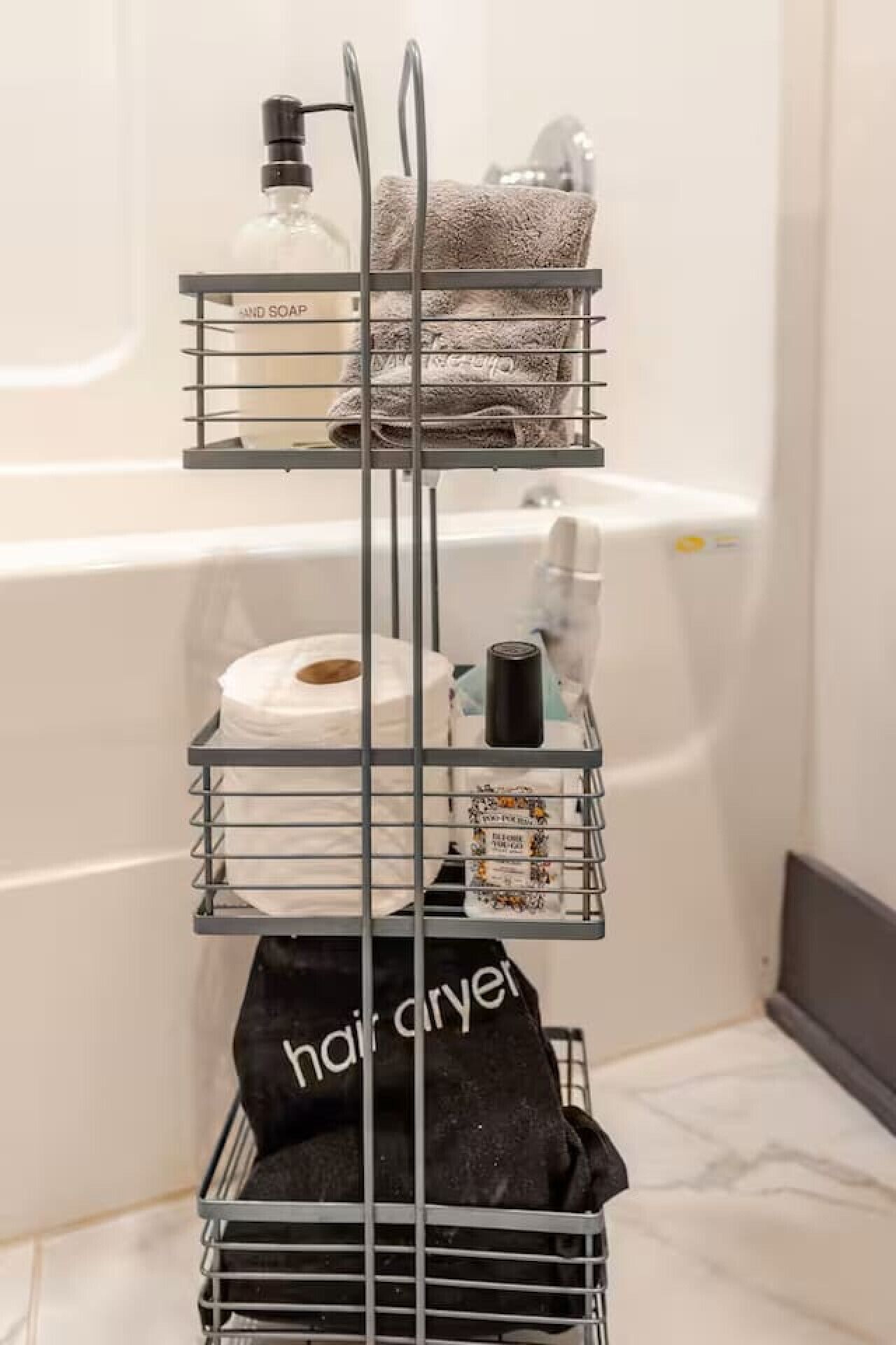 Hair dryer, towels