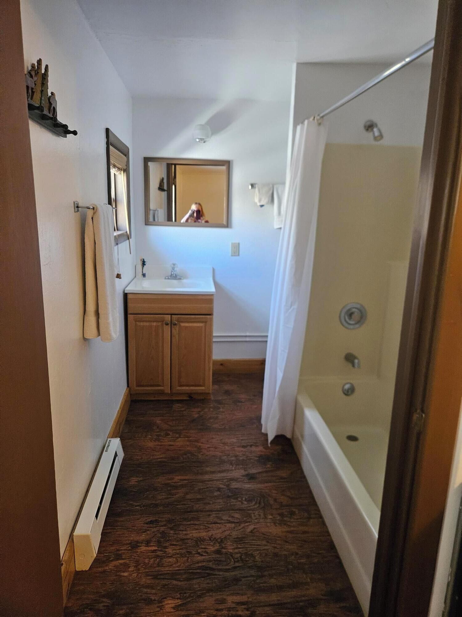 Shower, towels, toilet paper