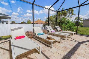 Terrace/patio - Mimosa Days and Game Nights Heated Pool Home (Cape Coral)
