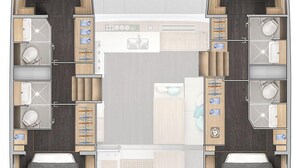 A campervan interior with two separate sleeping areas, a kitchenette, and a bathroom. - Sun-Kissed Sailing Adventure in the Sporades Islands from Volos, Thessaly (Volos)