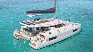 A white yacht with a covered deck, lounge area, and seating. - Sun-Kissed Sailing Adventure in the Sporades Islands from Volos, Thessaly (Volos)