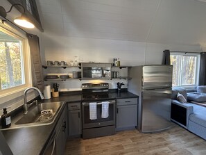 Private kitchen - Cozy Lofted Cabin #2 at Cataract Lake Getaway (Poland)