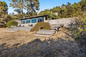 Terrace/patio - Esherick-designed home with private hot tub near Black Point, dogs welcome (Sea Ranch)